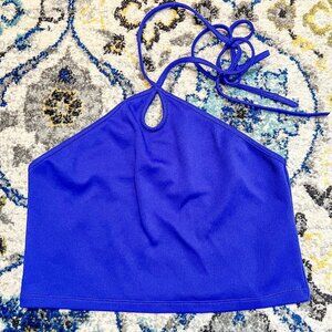 Zara Halter Tie Top Royal Blue Size L *NEVER WORN*